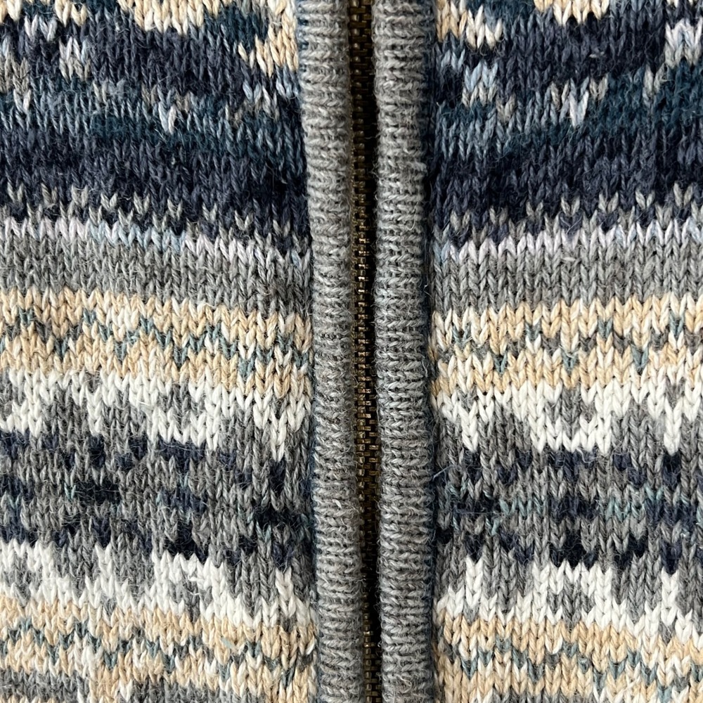 Casual Corner Annex Vintage XL Fair Isle Knit Zip Up Cardigan Sweater Blue Cream - Picture 6 of 12